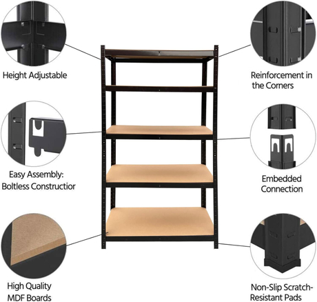 Estantería metálica de tablero MDF